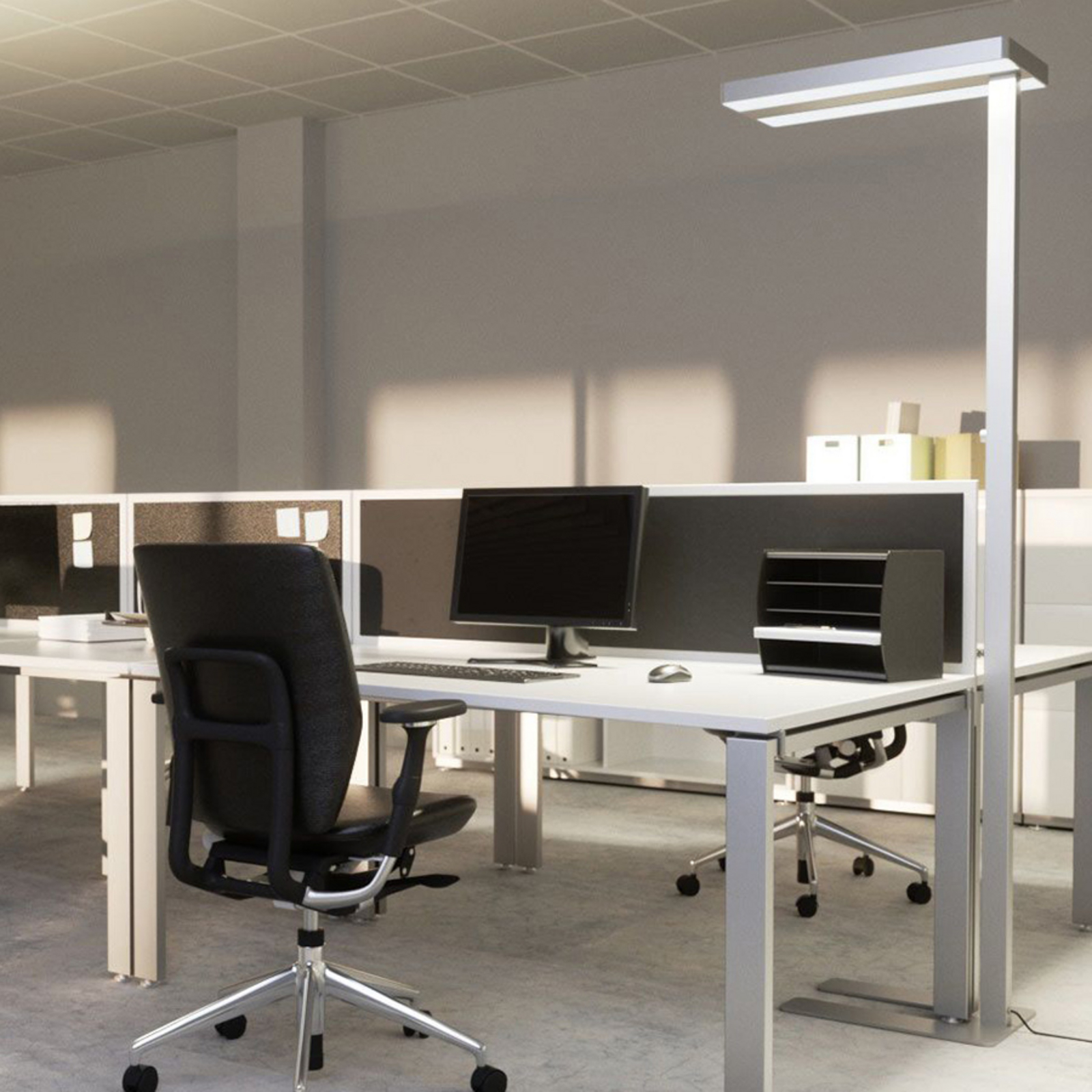 Arcchio LED vloerlamp Logan Neo, zilver, dimbaar, metaal